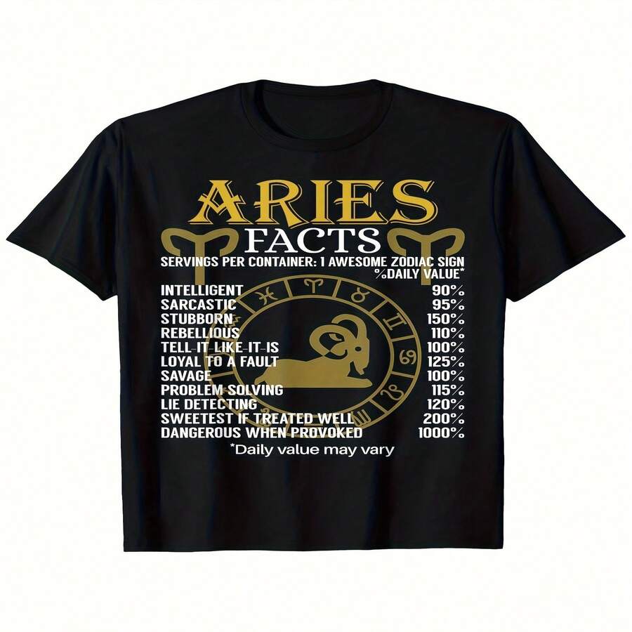 Camiseta exclusiva decorada con datos del zodíaco Acuario para el Día de la Independencia/Día del Padre, apta para hombres y mujeres, camiseta de manga corta para exteriores, apta para todas las estaciones, 100% lista para usar, S-XXXL. Camiseta suave y transpirable para hombre - Negra, cuello redondo, ropa casual, ropa divertida, camiseta, tallas grandes. - Negro - Ver 1
