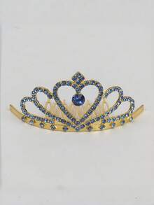 1pc Bridal Copper Claw Alloy Rhinestone Heart Hair Clip Headpiece, Versatile Headpiece Dress Hair Accessory - Gold - View 3