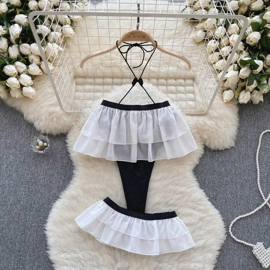 Vestido de Tirantes Sexy para Mujer, Nuevo Vestido Mini sin Mangas con Estampado Floral, Vestido Mini de Malla Transpirable y Cómodo - QD325 - Ver 1