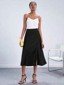 Falda A-Line de color café, elegante y moderna para el día a día, con estilo retro de los 90, adecuada para Navidad, Año Nuevo, San Valentín, fiestas, playa, graduación, moda, carnaval, vacaciones, invitada de boda, salidas, cit - Negro - Ver 4