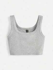 BASICS Top corto sin mangas unicolor - Gris Claro - Ver 6