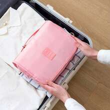 1pc Fashion Portable Cosmetic Bag, New Travel Large Capacity Waterproof Toiletry Organizer - C Pink - View 10