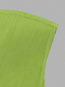 Vestido de tubo de color liso con abertura alta para ropa de Año Nuevo, minivestido corto para mujer - Verde - Ver 7