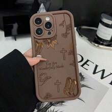1 Piece, Delivery In 4 Days, Free Local Shipping, Accessories Not Included, Cowboy-Themed Protective Phone Cases For 16, 15, 14 Pro, 13, 12, 11, XR And XS Plus Models, Designed To Be Shockproof And Anti-Slip, As A Valentine's Day Gift For Women And Girls. - 棕色 - 查看 1
