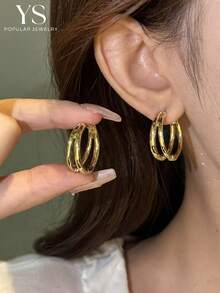 Bông tai mạ vàng hai lớp cỡ lớn