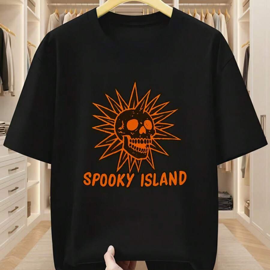 Printed T-Shirt For Men And Women - 黑色 - 查看 1