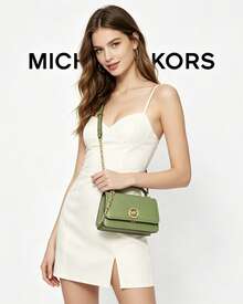 Michael Kors MK Delancey 女款小手提包，翻蓋肩背包，附頂部手把與 LOGO 圖案斜背包 - 淺綠色 - 查看 2