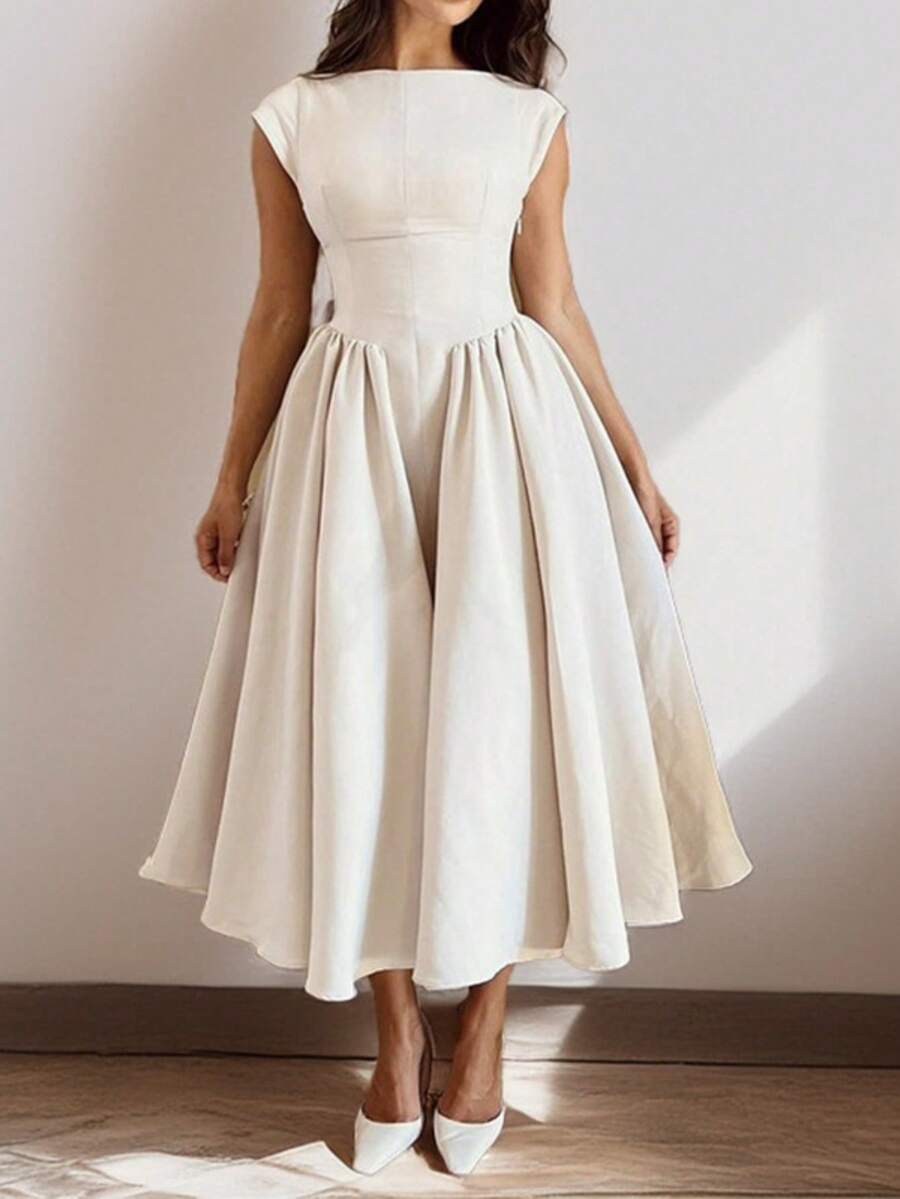Elegant And Sensual Sleeveless Long Dress With Open Back, Perfect For Spring 2026 - Apricot - View 1