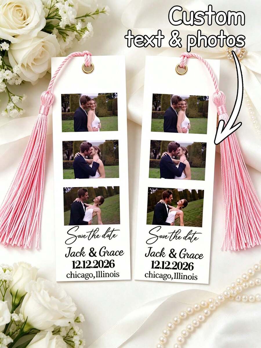 Personalized Bookmarks, Custom Photo Bookmarks, Customizable Text, Photo, Name And Other Information, Tassel Pendant, Couple Gift, Anniversary Gift, Ideal Gift For Family, Gift For Readers - Multicolor - View 1