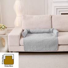 1pc Classic Pattern Ultrasonic Treated Pet Bed, Anti-Slip Scratch-Resistant Pet Sofa Bed, With Washable Sofa Cover And Pillow. Suitable For Dogs And Cats, Fits Sofa, Bed And Car Pet Bed - Light Grey - View 13