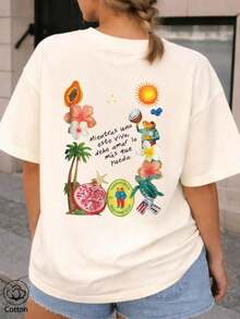 Comfortable Cotton Summer T-Shirt With Unique Fun Puerto Rico "DtMF" Bunny Frog Print, Suitable For Women Aged 18-35, Perfect For Casual Everyday Wear And Beach Getaways, Summer T-Shirt - White - View 3