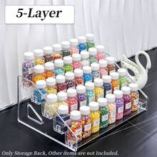 1pc Fuse Beads Storage Rack, Fuse Beads Bottle Organizer Stand, Countertop / Wall-Mounted Fuse Beads Jars Display Holder, Multifunctional Storage Shelf For Glasses, Makeup, Nail Polish, Mini Pop Figures - Transparent - View 12