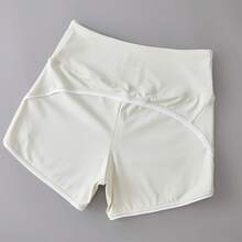 Pantalones cortos deportivos de cintura alta con contraste de Color, Shorts elásticos ajustados para entrenamiento de cadera, Fitness, Yoga, novedad de 2024 - Negro - Ver 2