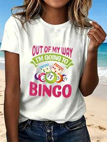 Bingo T Shirt Out Of  I M Going To Bingo Fun Game Design With Colorful Balls And Cards Fashionable Casual Wear For Women Perfect For Party Gathering And Leisure Time Cute And Playful Style Great Gift Choice - Blanco - Ver 1