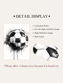 3 Piezas Pósteres de la Copa del Mundo Impresiones de Fútbol Pinturas con Tema de Fútbol Póster de Arte Deportivo Impresiones de Arte en Blanco y Negro Arte de Pared Moderno Decoración de Habitación Infantil Decoración de Pared de Sala de Estar Sin Marco - Dibujos animados - Ver 7