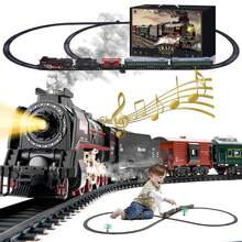 Electric Train Set For Kids, Train Toys With Real Smoke And Sound, Luxury Track & Glowing Passenger Carriages, Christmas Gifts For 3 4 5 6 7 8+ Years Old - Multicolor - View 2