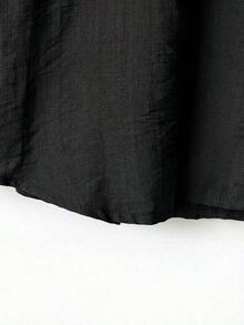 2 piezas Conjunto de top casual de unicolor + falda con estampado geométrico blanco y negro para vacaciones de mujer, Conjunto de ropa de verano para mujer, Conjunto de falda y top de verano, Conjunto de falda y top de mujer, Conjunto de falda - Negro - Ver 5