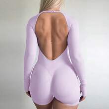 Women's All-In-One Sports Jumpsuit: Backless, Butt-Lifting And Ultra-Stretch - Purple - View 3