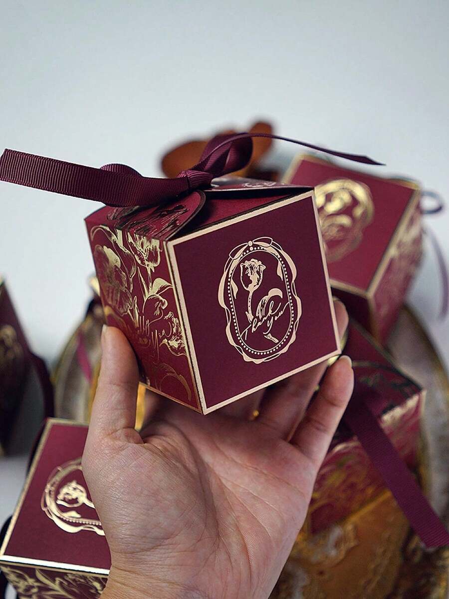 50/20/5個裝奢華金箔禮品盒，婚禮裝飾、新娘、畢業、單身派對、鬱金香精緻包裝禮盒，高端婚禮禮儀優雅禮盒，派對禮盒，萬聖節裝飾，聖誕裝飾