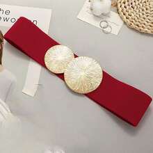 1 pièce Ceinture de taille rouge vin, polyvalente pour le port quotidien, les fêtes, les grandes tailles, l'été - Rouge foncé - View 6