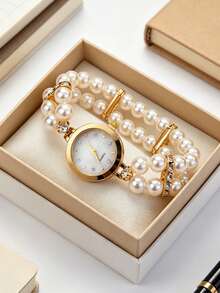 1 chiếc/bộ đồng hồ mặt vỏ sò đính ngọc trai dành cho bé gái, không hộp, đồng hồ đeo tay đa năng thích hợp làm quà tặng đi học, quà tặng ngày thiếu nhi và quà tặng dịp nghỉ lễ. - Nhiều màu - Xem 4