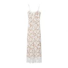 Vestido Tirante Encaje con Lazos Ajustado y Abertura Nueva Llegada - Blanco marfil - Ver 8