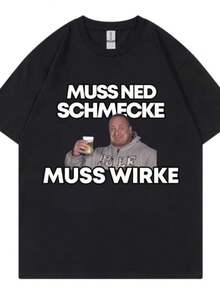 Women's T-Shirts Funny Markus Ruhl Meme Graphic T Shirts Muss Ned Schmecke Muss Wirke T-Shirt Unisex Fashion Casual Summer Women T-Shirts Streetwear - 黑色 - 查看 1