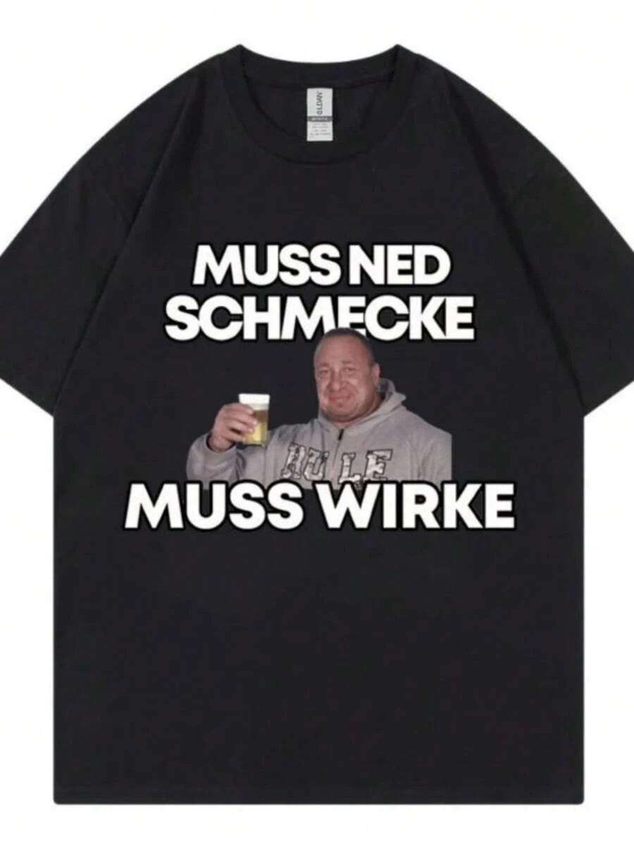 Women's T-Shirts Funny Markus Ruhl Meme Graphic T Shirts Muss Ned Schmecke Muss Wirke T-Shirt Unisex Fashion Casual Summer Women T-Shirts Streetwear - 黑色 - 查看 1