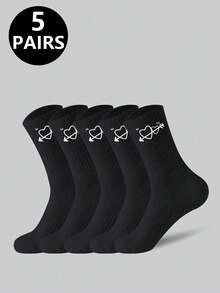 1/5/10/20 paires de chaussettes mi-mollet minimalistes unisexes, design simple noir et blanc, convenant aux sports et à toutes les saisons - Multicolore - Voir 19
