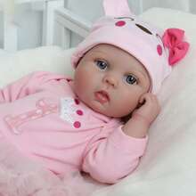 50cm 20 Inch Reborn Baby Dolls Soft Silicone Regenerative Sleep Doll For Boys And Girls, 3D Painted Skin And Vein Cloth Body For Girls, Realistic Handmade Sleep Newborn Bebe Art Toy,Pretend Feeding & Dressing Play,Early Childhood Education,Toys For Girls. - Pink - View 7