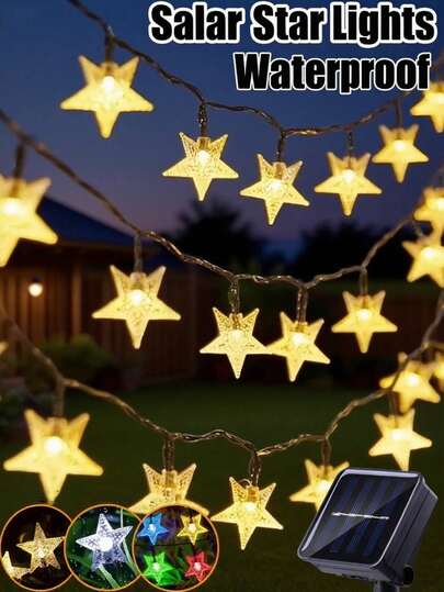 1pc 20LED/50LED/100LED Solar Powered Fairy String Lights, 8 Modes, Waterproof Indoor/Outdoor Star Lights, 5m/7m/12m Length, Multi-Color Options, Suitable For Christmas, Valentine's Day, Mother's Day, Holiday Gifts, Wedding Proposal, Garden, Patio, Lawn, Camping, Party, Home Decor, Pathway, Corridor, Christmas Tree