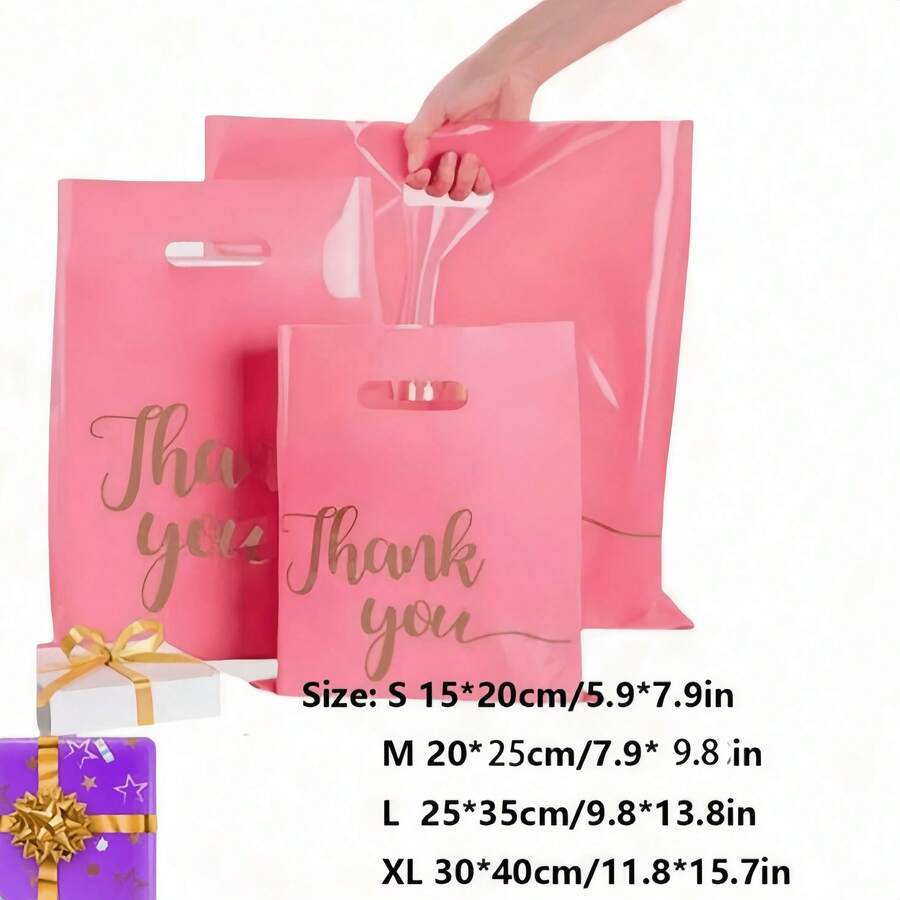10/50/100个礼品包装袋“谢谢”婚礼回礼袋生日派对礼品袋珠宝化妆品袋，可重复使用的手提袋。
