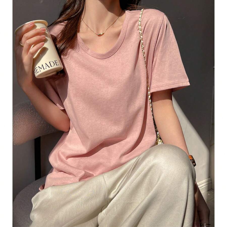 Women Sports Knit Tees & Tanks - Pink - View 1