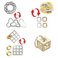 Set Permainan Kunci Puzzle Logam Tradisional 4 Buah - Kunci Luban, Kunci Kongming, Jalan Huarong, Desain Emas dan Perak Unik, Cocok untuk Tantangan Meja dan Permainan Pesta, Cocok untuk Hadiah Natal dan Ulang Tahun - MultiWarna - View 2