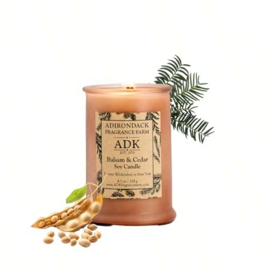 ADK Balsam and Cedar Scented Candle, 4.5 Oz Natural Aromatherapy Candle for Home Decor and Kitchen Décor, Relaxing Plant-Based Wax Candles for Christmas Gift - como en la imagen - Ver 1