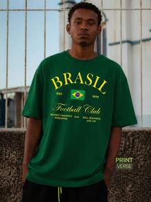 Unisex T-Shirt Brazil Greatest Champion Brazilian National Team Football Club Passionate Fans Aesthetic Casual - 綠色 - 查看 1
