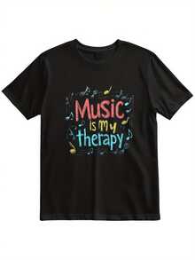 -Sommer Men's Retro T-Shirt With Music Notes (Piano, Guitar, Drums) And Treble Clef Design - Short Sleeve, Crew Neck, Casual, Suitable For Musicians, Band Members And Music Lovers - Machine Washable Music Note Design T-Shirt For Concerts And Casual Wear - Loose Fit And Comfortable. - 後退 - 查看 6