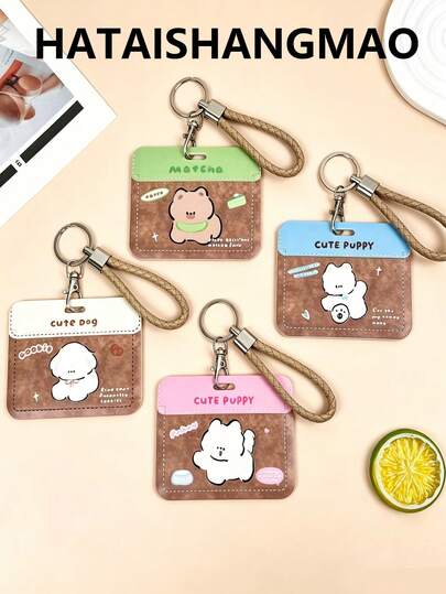 1 chiếc ví đựng thẻ hình động vật hoạt hình kèm dây đeo dài, bảo vệ thẻ đeo cổ cho học sinh, thẻ ăn và thẻ xe buýt, nhỏ gọn và bền chắc để sử dụng hàng ngày, thích hợp cho mùa tựu trường.