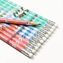 3/12/24 piezas Lápices de madera pastel HB con borrador, núcleo de grafito suave, estilo de barril triangular, patrón de animales, útiles de escritorio para escribir, dibujar, bocetear, tomar notas, diario, planificador, scrapbooking, arte, diseño, regalo para maestros, accesorios de escritorio creativos - A - Ver 8