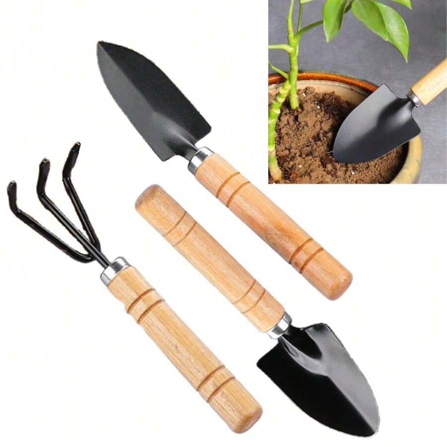 园艺工具铲，园艺种植工具，非常适合园艺土壤耕作和植物养护。三件套园艺铲，坚固耐用，易于使用，适用于种植蔬菜、花卉、肉类、盆栽植物，兼具耙子和铲子的功能，是户外园艺的必备工具。