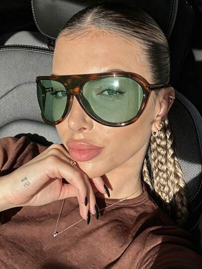 1 Pair Retro Tortoiseshell Frame Fashion Glasses For Women, Fashion Accessory For Summer Vacation, Beach, Driving, Travel, Hiking