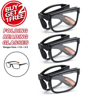 3pcs Minimalist Rectangular Folding Reading Glasses, Super Multi-Pack Combination, Fashionable Portable High-Definition Magnifying Glasses, Essential For Office & Reading, Great Gift Choice
