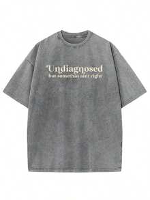 Men's&Women's 1 Piece, 230g Washed, Undiagnosed But Somewhat Mismatched Printed T-Shirt, High-Quality Wax Printed Cotton Retro Fashion Brand T-Shirt, Suitable For Summer T-Shirt With A Certain Thickness, Holiday Gift - 深灰色 - 查看 6