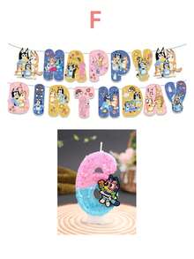 Velas con números de dos colores, azul y rosa, así como decoraciones temáticas como sets de banderines, recuerdos de fiesta, decoraciones y arreglos para fiestas de cumpleaños, decoraciones de velas para aniversario y velas decorativas para pasteles - Multicolor - Ver 10