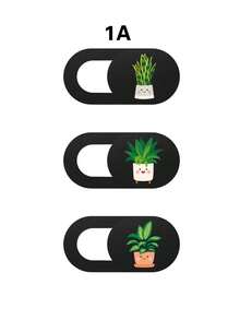 3 piezas Cubierta de privacidad deslizante para cámara web de planta linda - Adecuada para cámara de portátil/teléfono/tableta Accesorio de protección de cámara web ultra delgado Cubierta deslizante de cámara anti-hacker - Multicolor - Ver 14