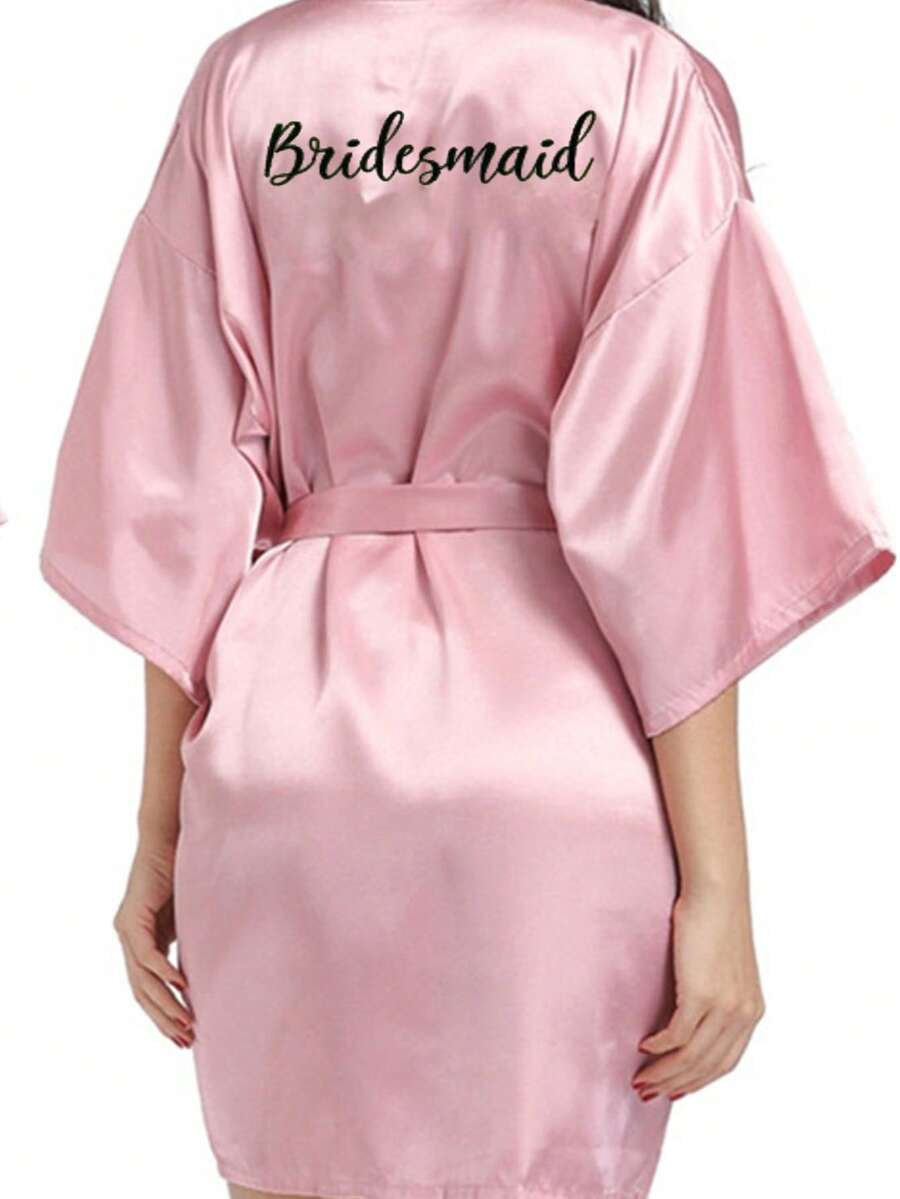 1PC Letters Bathrobe Bride & Bridesmaid Bride's Maid Of Honor Morning Gown Bride's Mother Lettered Morning Gowne , Groom's Mother's Morning Robe,Bridal Party Prep Wear, Wedding Ceremony & Reception Accessories Pajama Ladies Spring Summer Wedding Bridesmaid Pajama Bride Dress Bestie Party Embroidered Bathrobe Bride Bathrobe Wedding Party Wedding Supplies Outdoor Wedding Holiday Party Supplies Bathroom Decor Back To School - Lotus Root Pink Bridesmaids - View 1