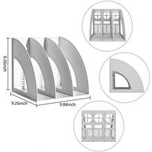 SAYEEC - Organizador de archivos de revistas con compartimentos para carpetas, de escritorio, en pie, hueco, estante de libros, para oficina, con 3 x - 2 compartimentos  Gris claro - Ver 4