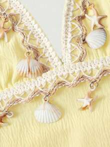MOD Collar con colgante de concha, vestido casual mini para el verano - Amarillo - Ver 5