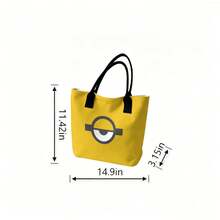 Miniso Minions Single Eye Logo Canvas Tote Bag, Bright Yellow Shoulder Bag For Daily Use - Pink - View 6