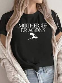 Camiseta unisex, ligera Y Cómodo Mujeres Redondo Cuello Camiseta Con características destacadas a Madre de Dragones Diseño, Ideal para Todos los días Usar Y Al aire libre Events,ropa de mujer blusas para dama casuales camisas de mujer blusa blusas para mujer camisas,Daily casual Conjunto, Regular Ajuste, Diario Coincidencia, Gráfico Estampado, Deportivo casual Diario casual Conjunto, Regular Ajuste, Diario Coincidencia, Gráfico Estampado, Deportivo casual - Negro - Ver 1